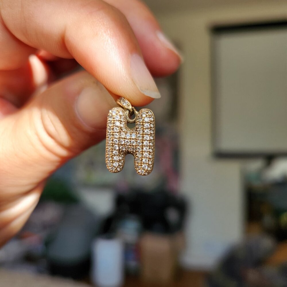 Pave Gold Bubble H Pendant